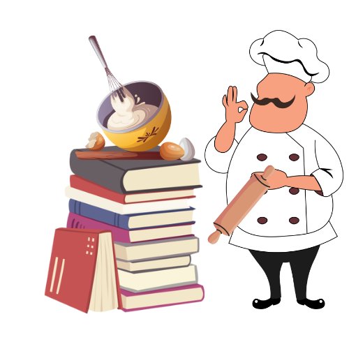 Cuisinier avec une pile de livres – la recette des ’tis lecteurs