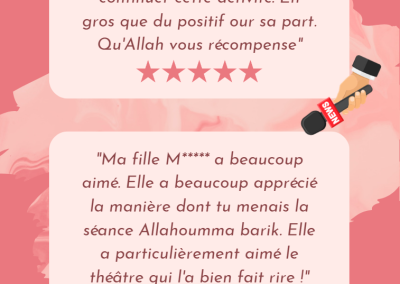 Témoignage Instagram d'un parent du club de lecture
