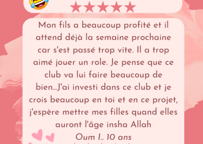 Témoignage Instagram d'un parent du club de lecture